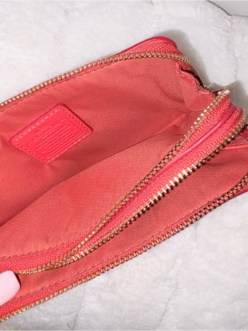 Coach orange Pebbled Leather Wristlet Clutch - Picture 4 of 6